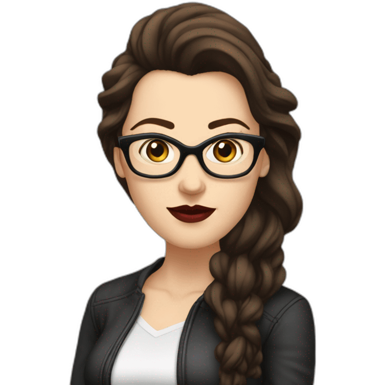 Sexy-Caucasian-Mum-woman-goth-long-brown-hair-standing-wearing-glasses-plus-size-40s emoji