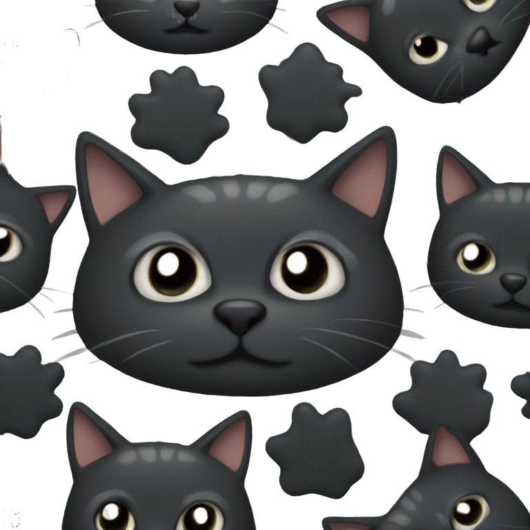 fluffy black cat with white spot on nose emoji