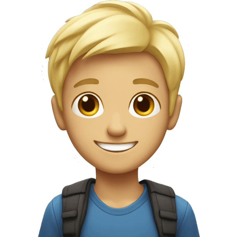 smiling blonde boy indoors emoji