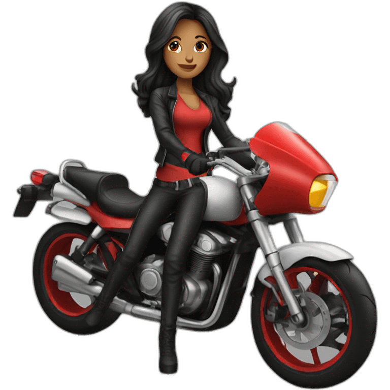 motorcycle girl red emoji