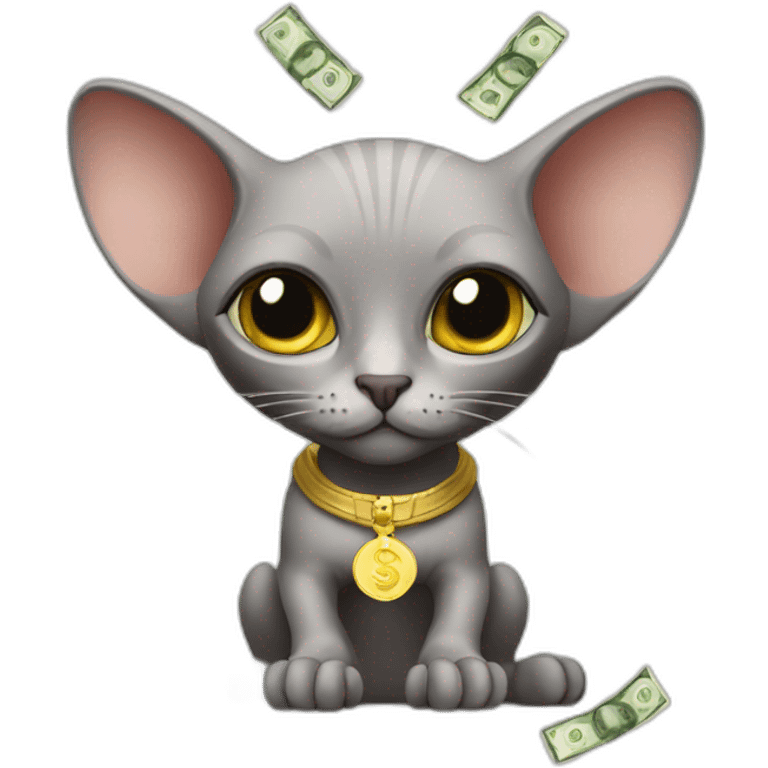 Sphinx cat with money emoji