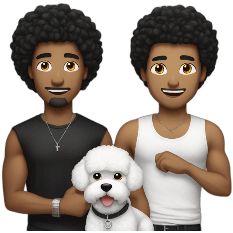 white man black hair,  rapper flexing with a bichon emoji