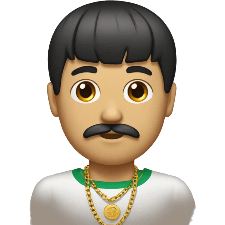 mexican edgar with a bowl cut and a gold chain with a mustache  emoji