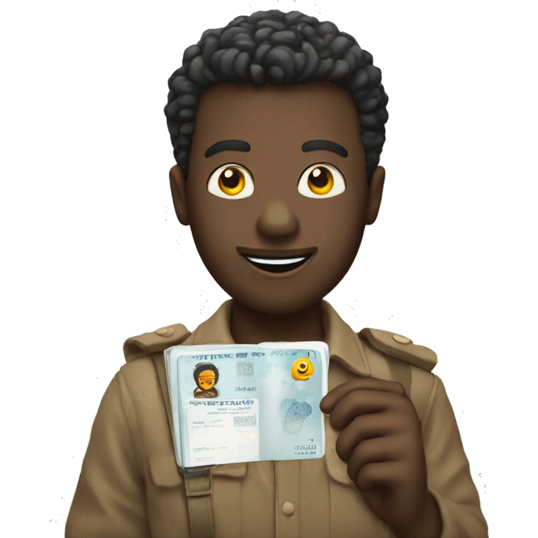 Emoji with passport in a hand emoji