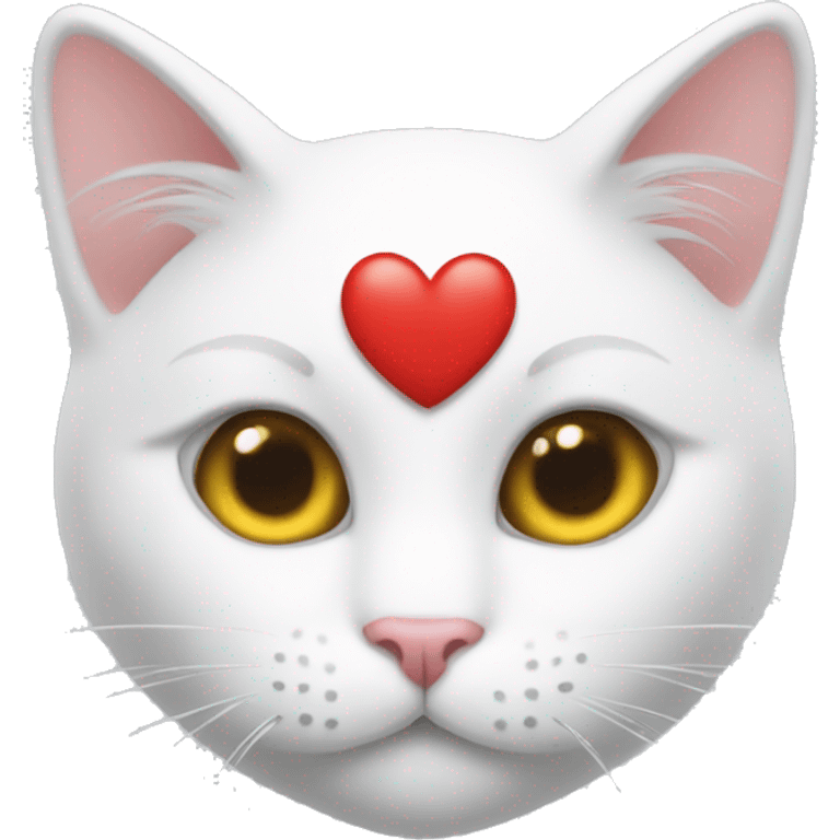 White cat and heart  emoji