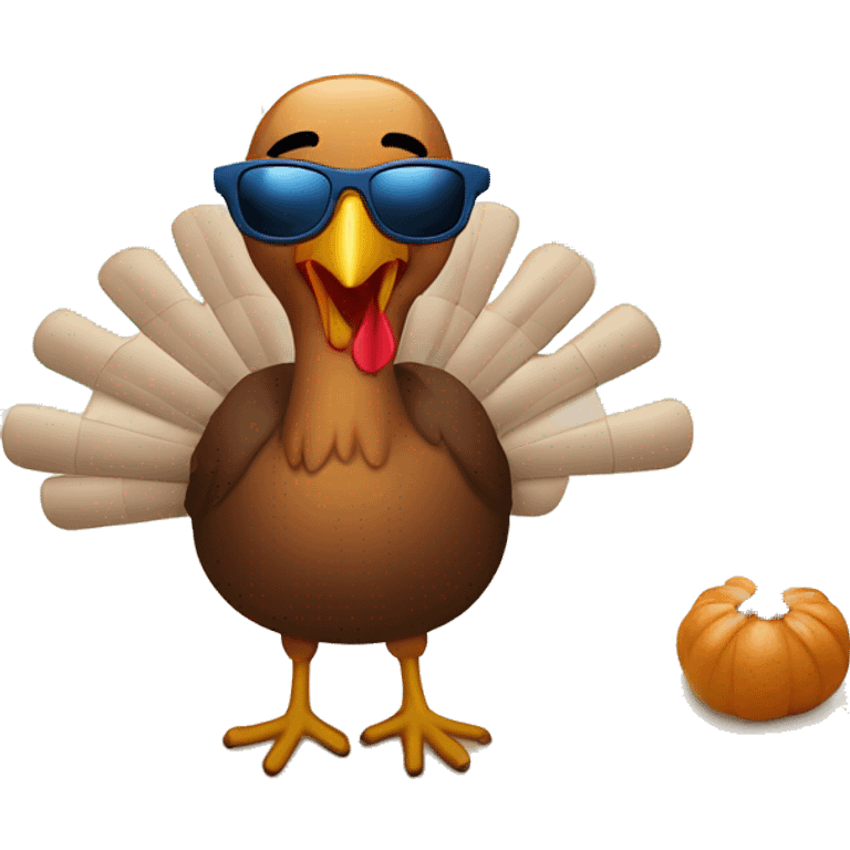 Thanksgiving turkey with sunglasses on the beach emoji