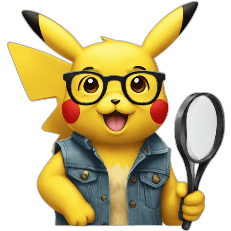 Pikachu holding specs emoji