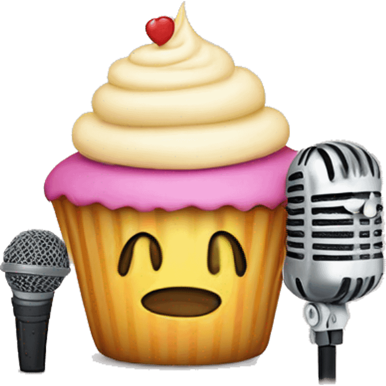 cupcake next to a microphone  emoji