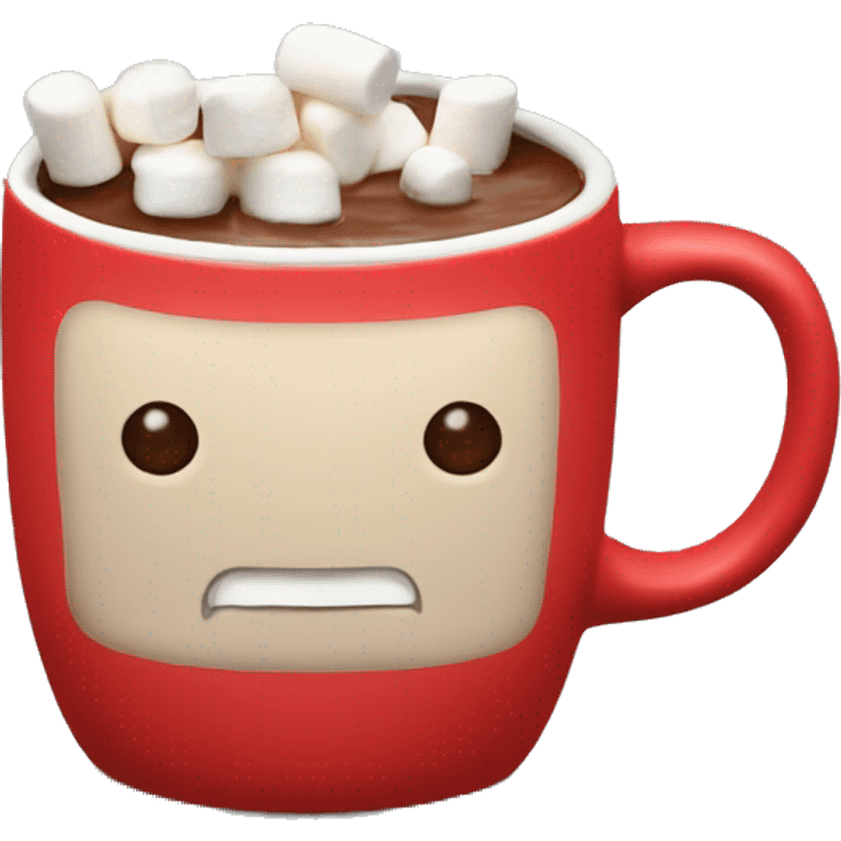 Hot chocolate in a red mug with marshmallows  emoji