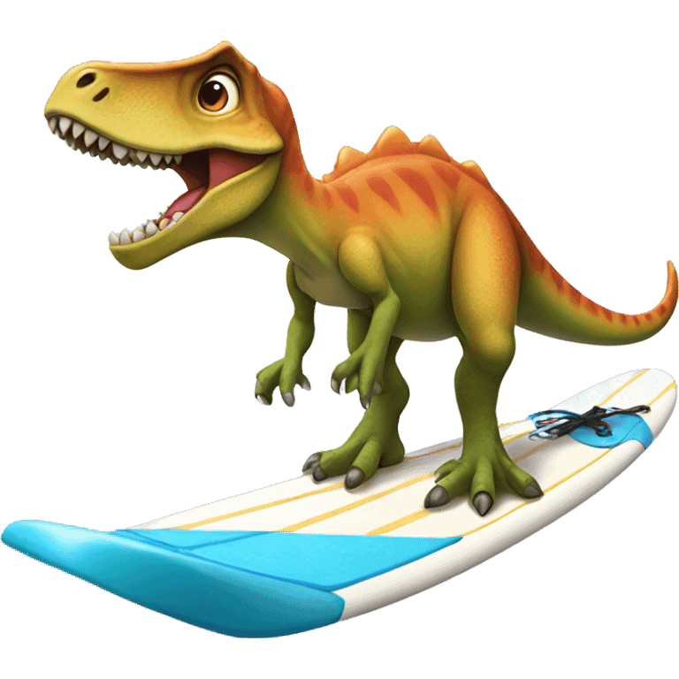 Dinosaur on surf board emoji