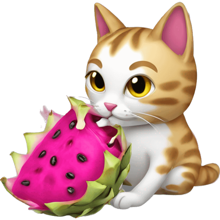 Cat eating dragon fruit  emoji