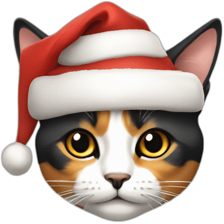 Calico cat Christmas hat emoji