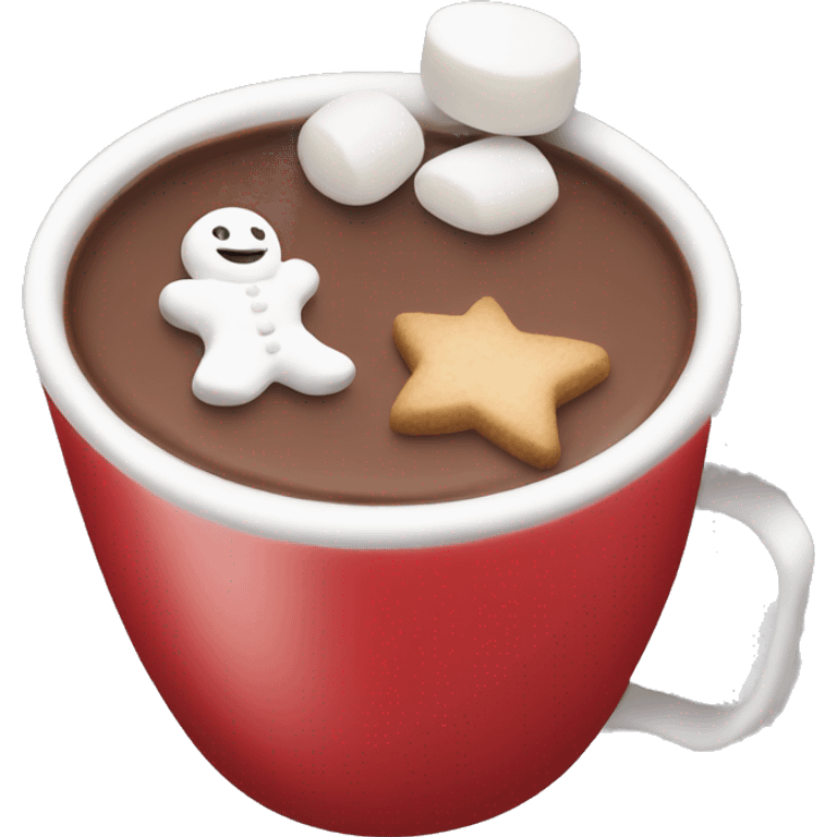 christmas red colour cup with hot chocolate and marshmallows emoji