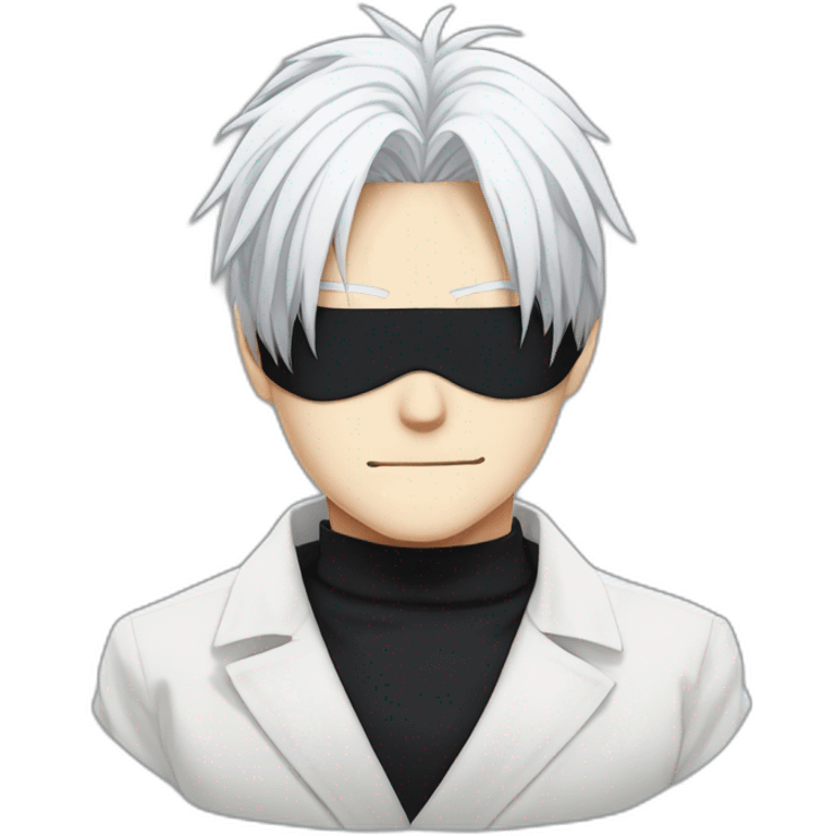 gojo satoru from jujutsu kaisen with white hair and black blindfold in his eyes emoji