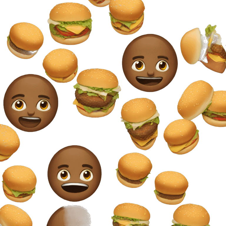 friends eating burgers emoji