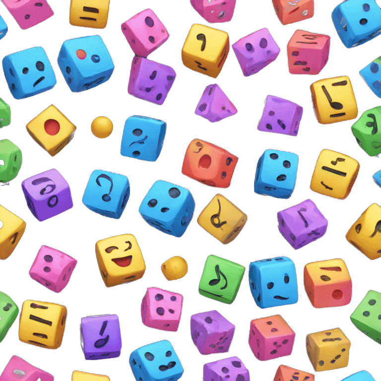 Colorful musical notes on dice emoji