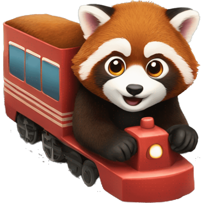 red panda driving a train emoji