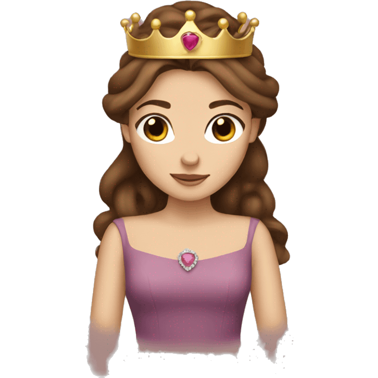 Princess with brown hair and crown emoji