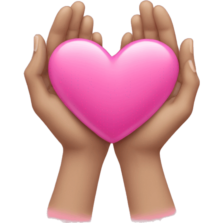 heart with hands, pink heart in middle emoji