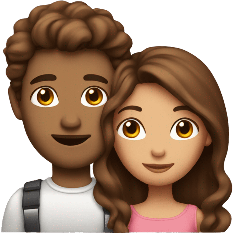 Brown hair couple in love  emoji