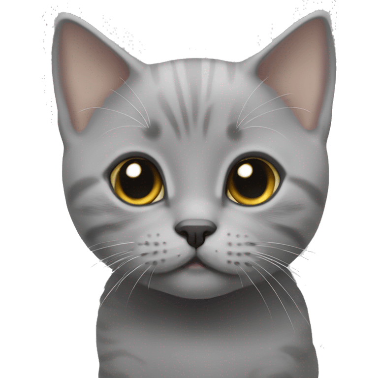 Grey British short hair kitten with white eye liner emoji