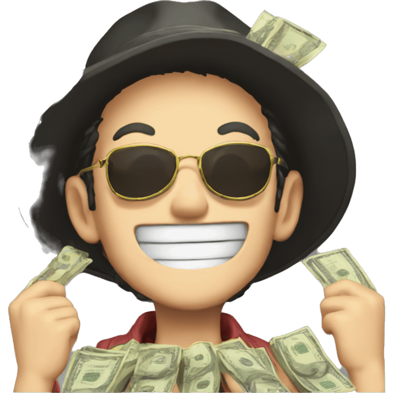 One Piece Ruffy with money in his hand emoji