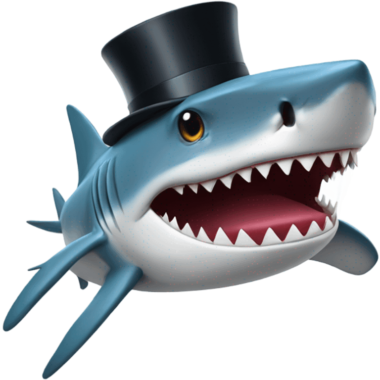 Shark with a top hat emoji