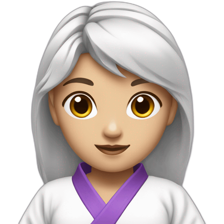 Girl with white martial arts tunic and purple martial arts belt emoji