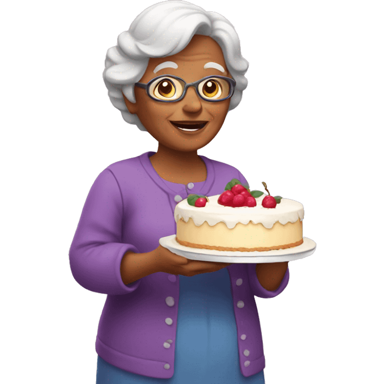 grandma holding cake emoji