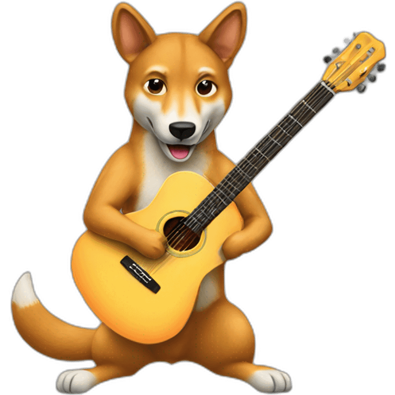 A dingo playing a guitar emoji