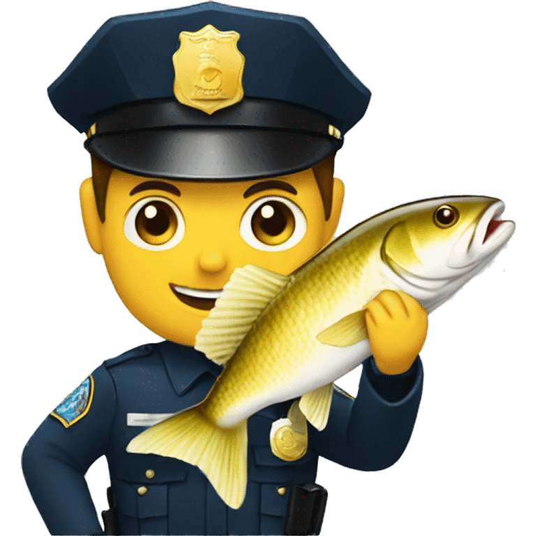 cop holding cod fish  emoji