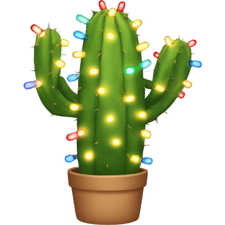 Cactus with christmas lights emoji