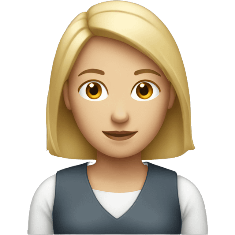 white woman working on apple tab emoji emoji