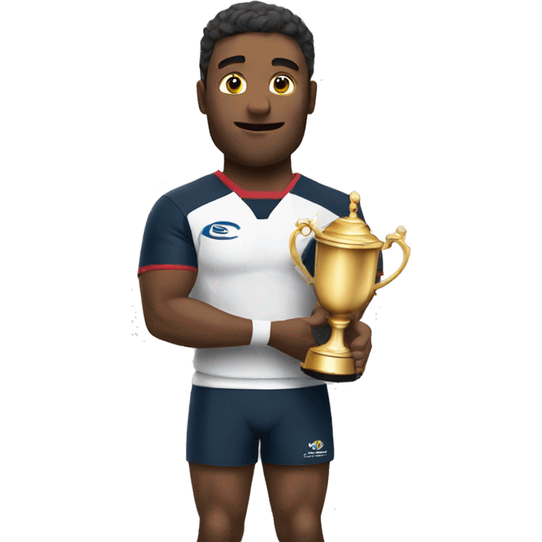 Rugby player holding a trophy emoji