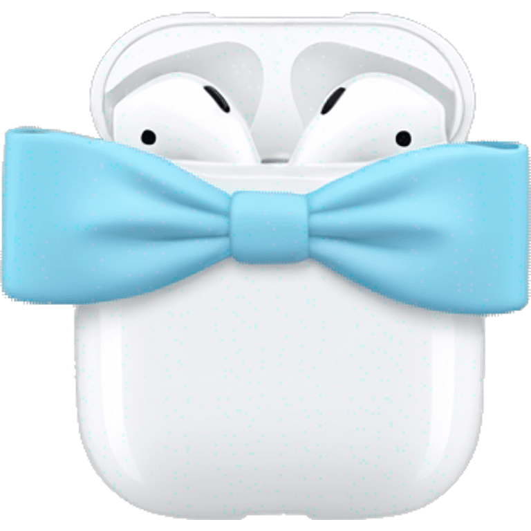 white airpod maxs with light blue bow emoji