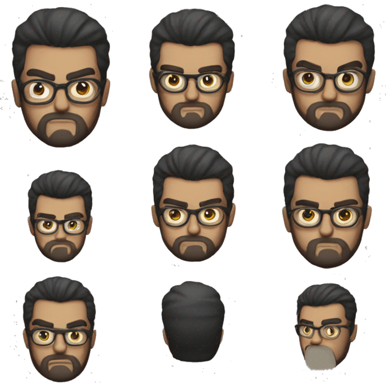 Angry man glasses, beard, dark hair emoji