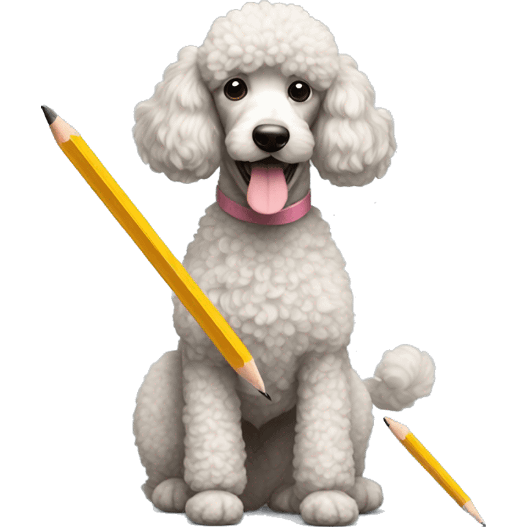 POODLE WITH  a pencil emoji