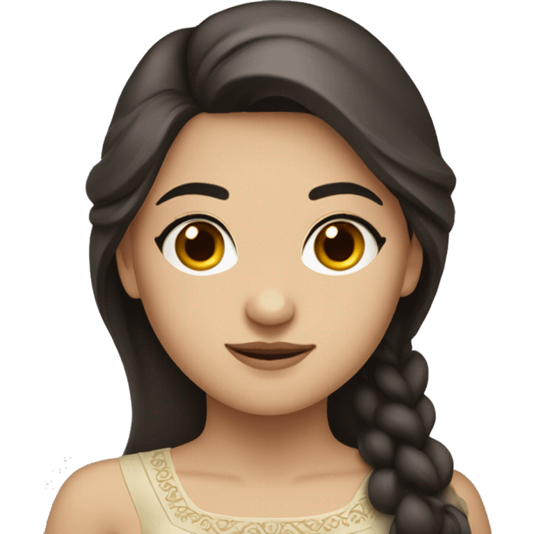 Turkic girl with Dark Brown Hair which goes a bit past shoulders wearing gown  emoji