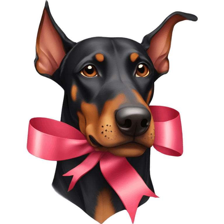 doberman with ribbon emoji