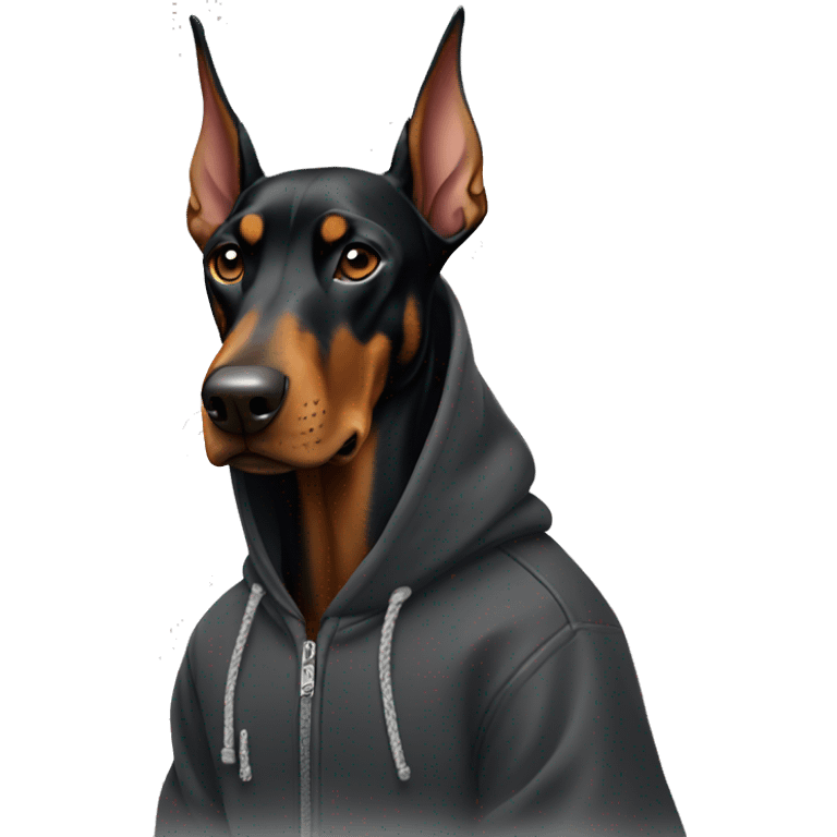 doberman wearing a hoodie emoji