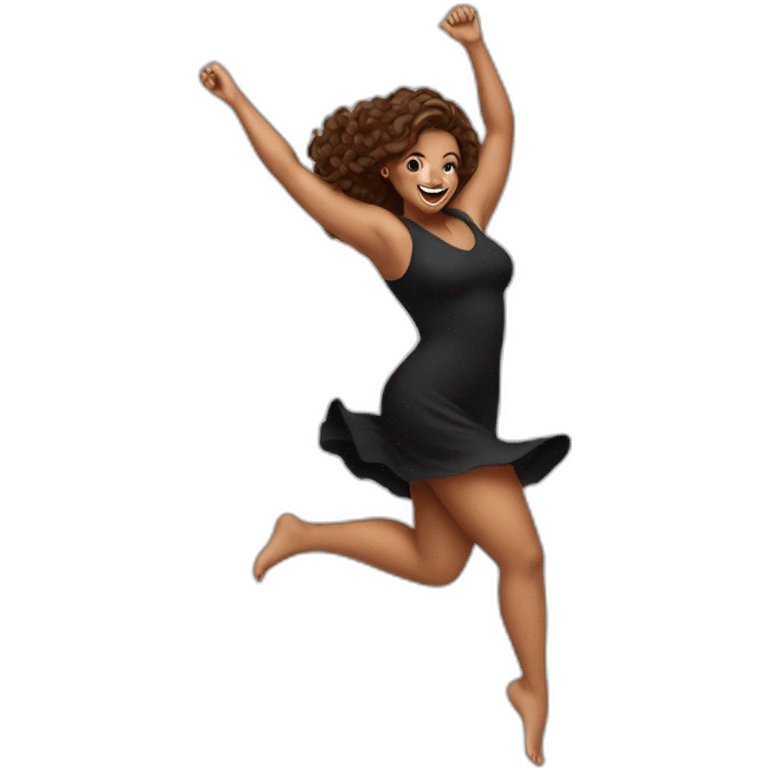 curvy beauty jumping black dress white emoji