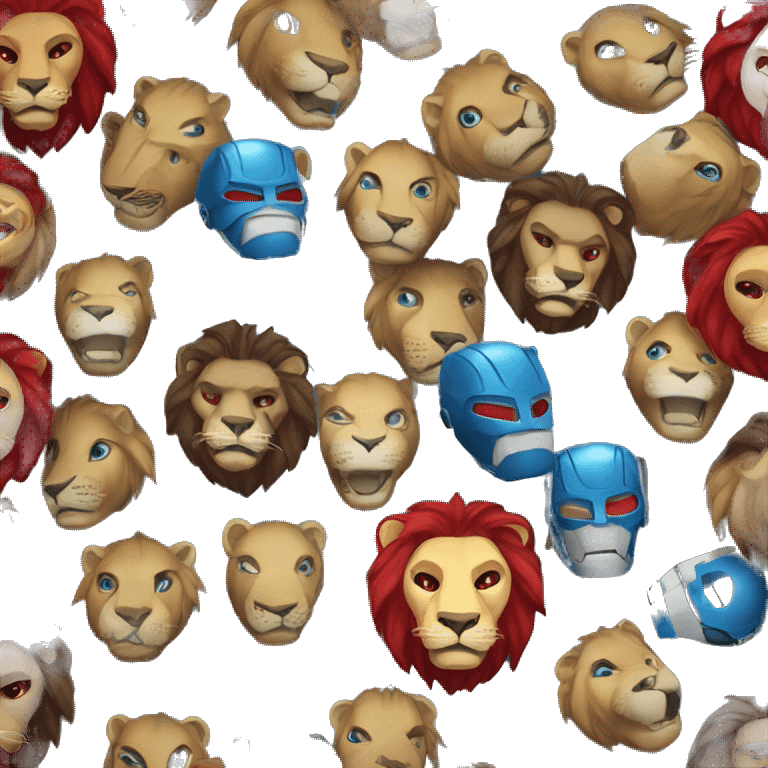 lion ironman mask but the red is blue emoji