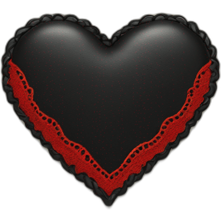 Wide black leather heart with red lace border emoji