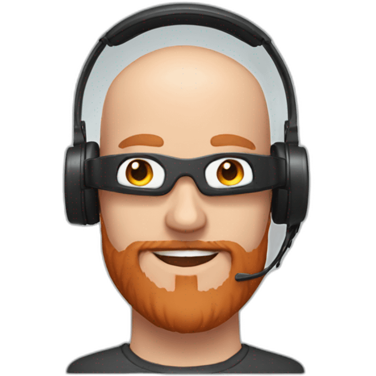 bald man smiling with reddish beard wearing a VR headset quest 3 emoji