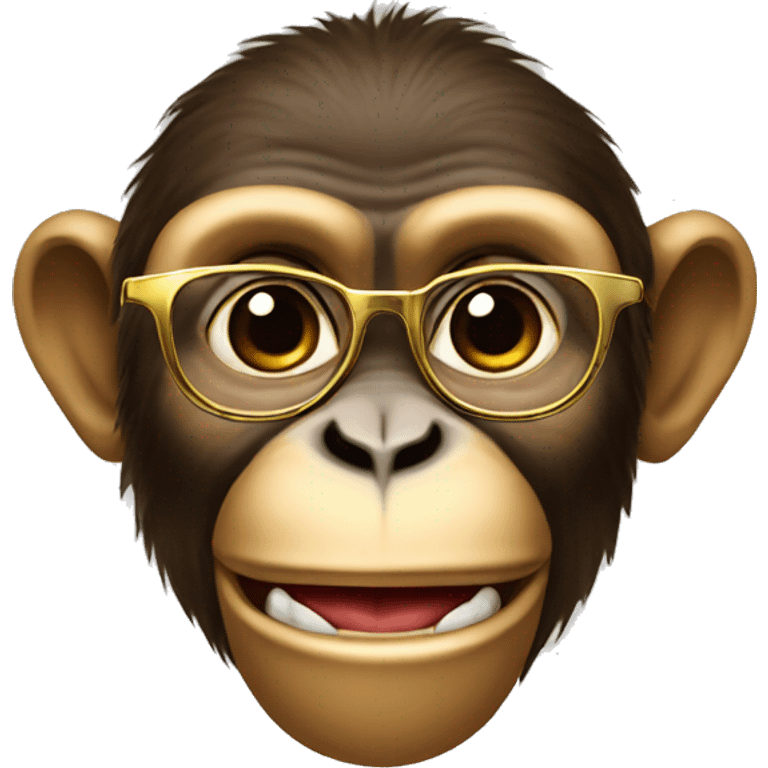 Monkey with glasses and gold teeth emoji