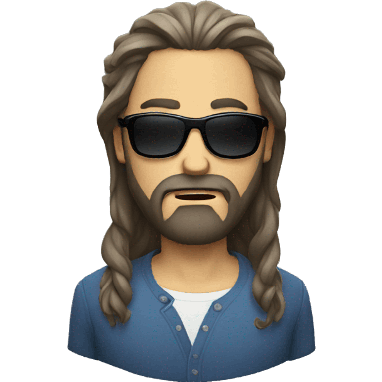 A man with long hair and Beard with sunglass angry emoji