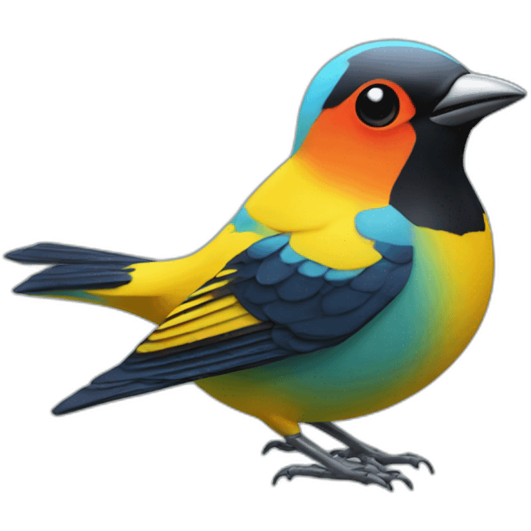 tanager bird shaped like a satellite emoji