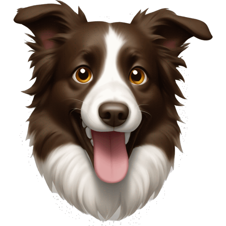 Brown border collie laughing ear up emoji