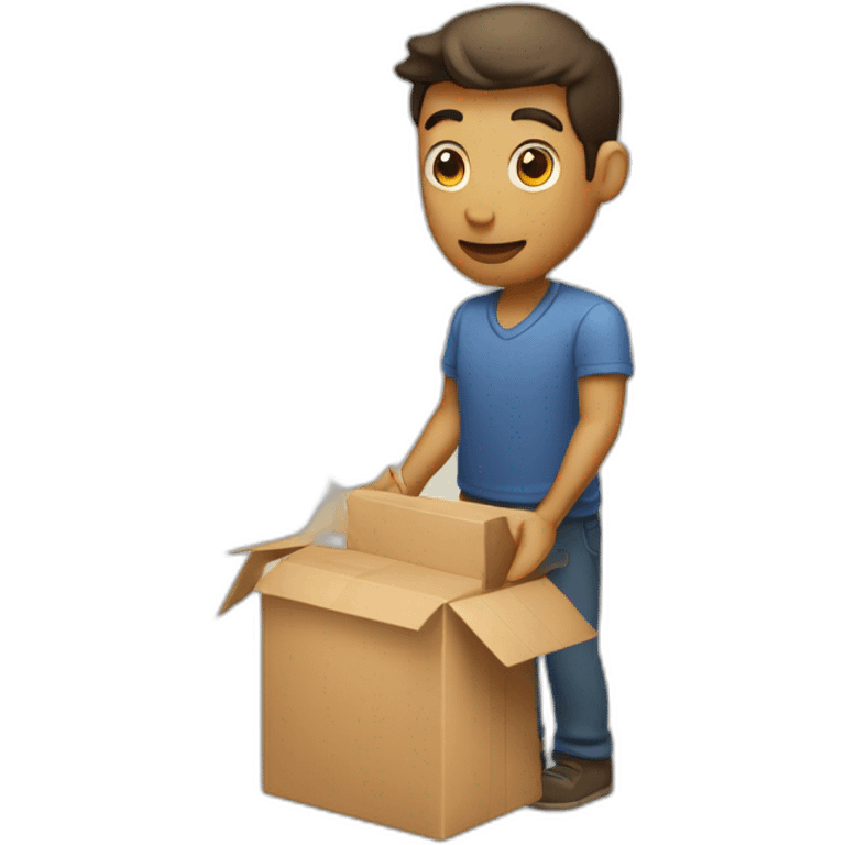 A man giving a package with the word attention on it emoji