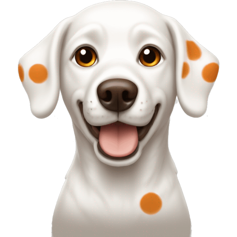 White dog with orange brown dots emoji